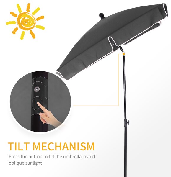 Outsunny Aluminium Sun Umbrella Parasol Patio Garden Rectangular Tilt 2M x 1.25M Aosom UK