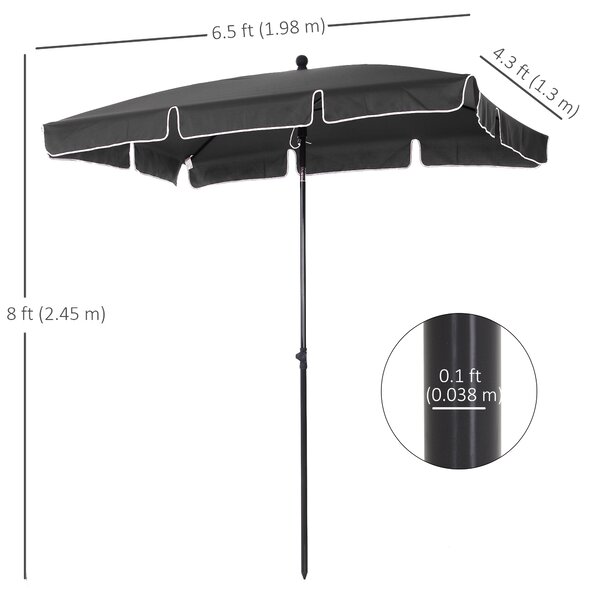 Outsunny Aluminium Sun Umbrella Parasol Patio Garden Rectangular Tilt 2M x 1.25M Aosom UK