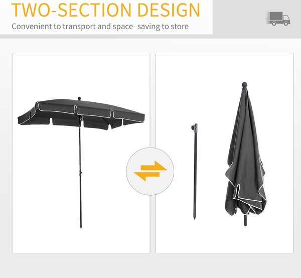 Outsunny Aluminium Sun Umbrella Parasol Patio Garden Rectangular Tilt 2M x 1.25M Aosom UK