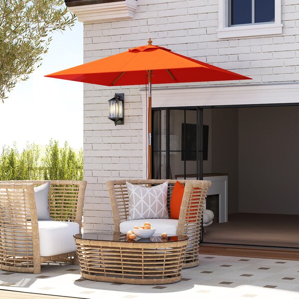 Outsunny Wooden Patio Umbrella - Orange