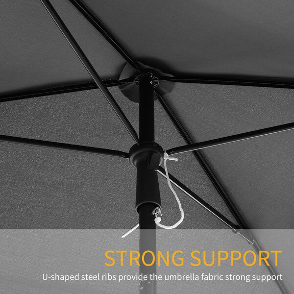Outsunny Aluminium Sun Umbrella Parasol Patio Garden Rectangular Tilt 2M x 1.25M Aosom UK