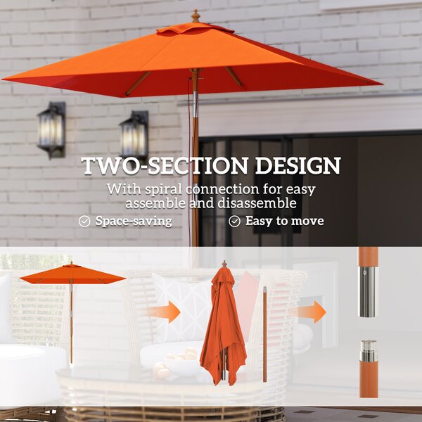Outsunny Wooden Patio Umbrella - Orange