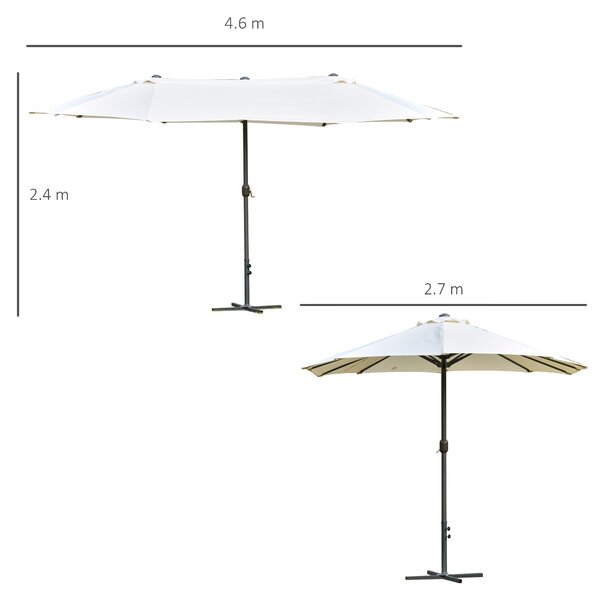 Outsunny 4.6m Garden Parasol Double-Sided Sun Umbrella Patio Market Shelter Canopy Shade Outdoor with Cross Base – Off White Aosom UK