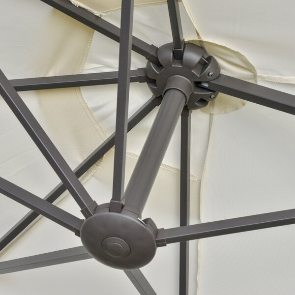 Outsunny 4.6m Garden Parasol Double-Sided Sun Umbrella Patio Market Shelter Canopy Shade Outdoor with Cross Base – Off White Aosom UK