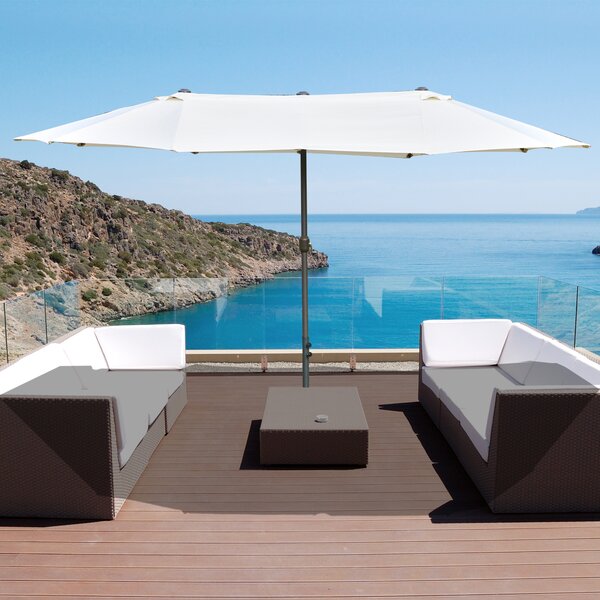 Outsunny 4.6m Garden Parasol Double-Sided Sun Umbrella Patio Market Shelter Canopy Shade Outdoor with Cross Base – Off White Aosom UK