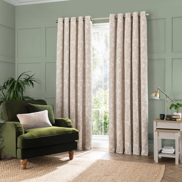 Floral Herringbone Thermal Eyelet Curtains