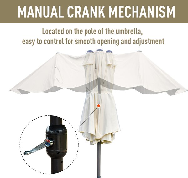 Outsunny 4.6m Garden Parasol Double-Sided Sun Umbrella Patio Market Shelter Canopy Shade Outdoor with Cross Base – Off White Aosom UK