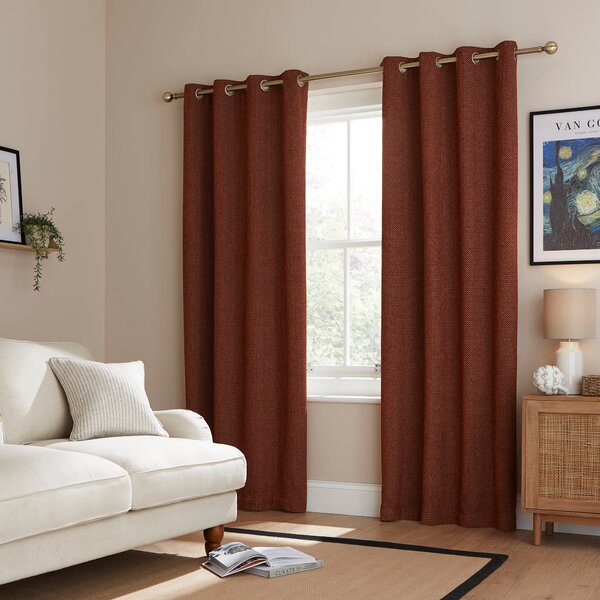 Herringbone Chenille Thermal Eyelet Curtains