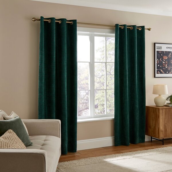 Chenille Spot Thermal Eyelet Curtains