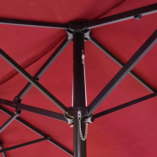 Outsunny Waterproof 4.6m Double-Sided Patio Parasol Sun Umbrella-Wine Red Aosom UK