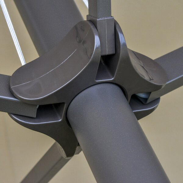 Outsunny Waterproof 4.6m Garden Parasol Double-Sided Sun Umbrella Patio Market Shelter Canopy Shade Outdoor with Cross Base – Khaki Aosom UK