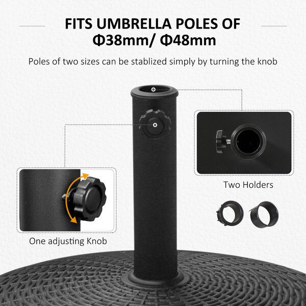 Outsunny Resin Umbrella Base: Wheeled Sunshade Stand with Brakes, 22.7kg Weight for Outdoor Stability, Round Design Aosom UK