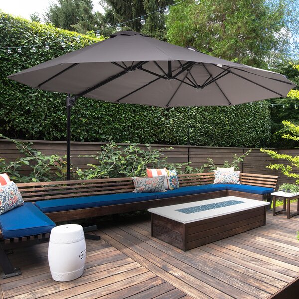 Outsunny Waterproof Double Parasol Patio Umbrella Garden Sun Shade w/ Steel Pole 12 Support Ribs Crank Handle Easy Lift Twin Canopy - Grey Aosom UK