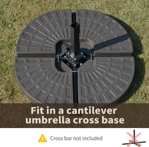 Outsunny 4-Piece Parasol Base Cantilever Offset Patio Umbrella Circular Base Stand w/Carry Handles, Water & Sand Filled Aosom UK
