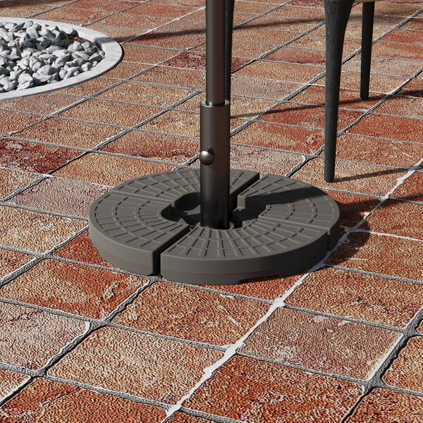 Outsunny 4-Piece Parasol Base Cantilever Offset Patio Umbrella Circular Base Stand w/Carry Handles, Water & Sand Filled Aosom UK