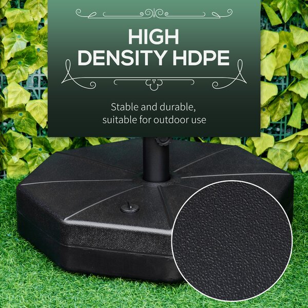 Outsunny Garden Parasol Base: Octagonal Umbrella Holder Stand, Water or Sand Fillable up to 40kg, Outdoor, Black