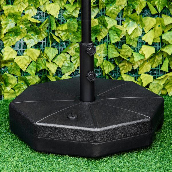 Outsunny Garden Parasol Base: Octagonal Umbrella Holder Stand, Water or Sand Fillable up to 40kg, Outdoor, Black