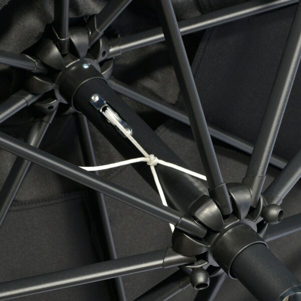 Outsunny 2.7m Patio Parasol: Tilting Crank Umbrella with Ruffled Canopy, 8 Sturdy Ribs, Jet Black Aosom UK