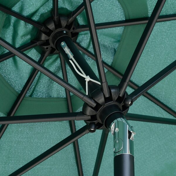 Outsunny Garden Parasol Umbrella, 2.66m, Ruffled Design, Sun Shade, Sturdy 8-Rib Construction, Green Aosom UK