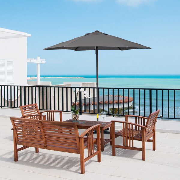 Outsunny 2m Patio Parasols Umbrellas, Outdoor Sun Shade with 6 Sturdy Ribs for Balcony, Bench, Garden, Dark Grey Aosom UK