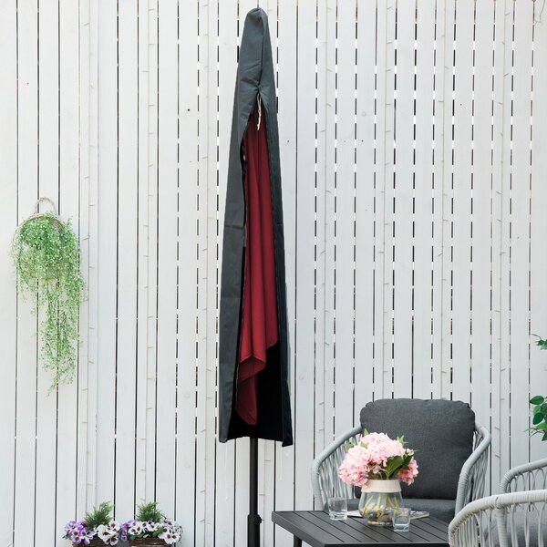 Outsunny Patio Umbrella Cover, Cantilever Banana Umbrella Protector with Rod & Zipper, Outdoor Garden Accessory, Dark Grey Aosom UK