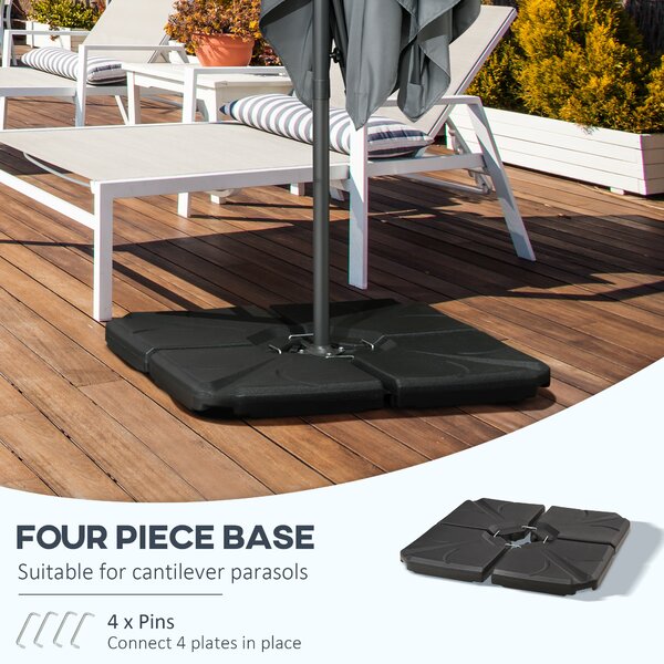 Outsunny Set of 4 Parasol Base Stand Weights for Banana Hanging Cantilever Umbrella Aosom UK