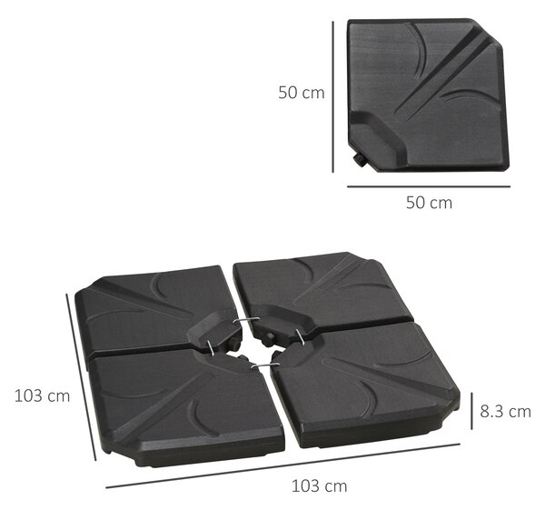 Outsunny Set of 4 Parasol Base Stand Weights for Banana Hanging Cantilever Umbrella Aosom UK