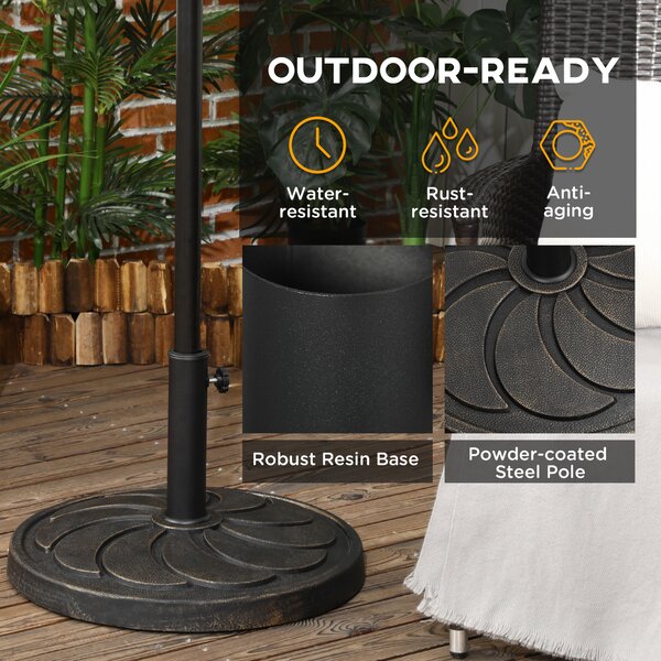 Outsunny 18kg Resin Garden Parasol Base, Round Outdoor Market Umbrella Stand Weight for Poles of Φ38mm to Φ48mm, Bronze Aosom UK