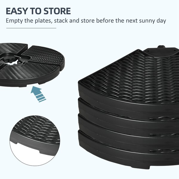 Outsunny 4PC Parasol Base Set, Wicker Effect Patio Umbrella Weights, Water/Sand Fillable with Handles