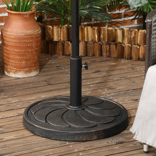 Outsunny 18kg Resin Garden Parasol Base, Round Outdoor Market Umbrella Stand Weight for Poles of Φ38mm to Φ48mm, Bronze Aosom UK
