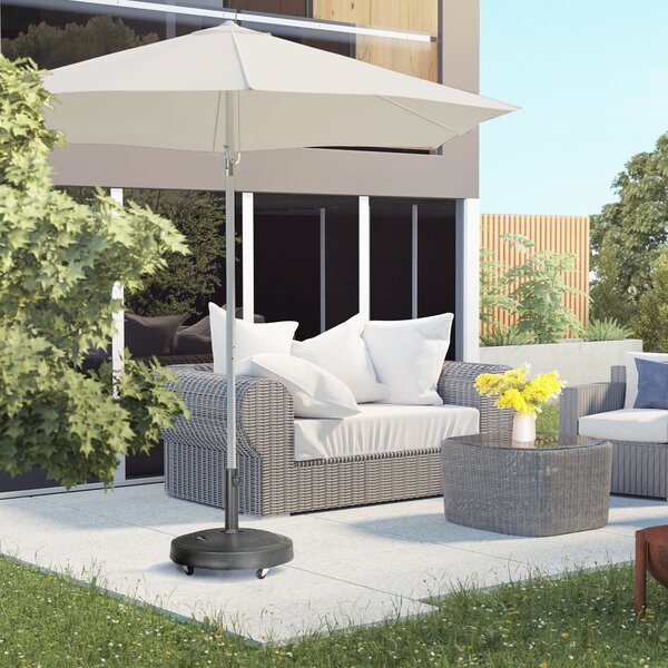 Outsunny Resin Parasol Base: Wheeled Wonder for Outdoor Umbrellas, Retractable Handles, Fits 38-48mm Poles, Jet Black