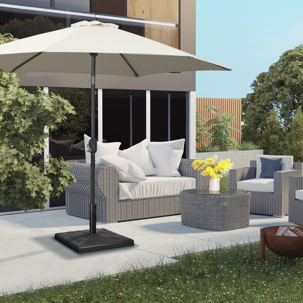 Outsunny Square Resin Parasol Base: Outdoor Umbrella Stand, Fits Poles 妗?2-38mm, Black Aosom UK