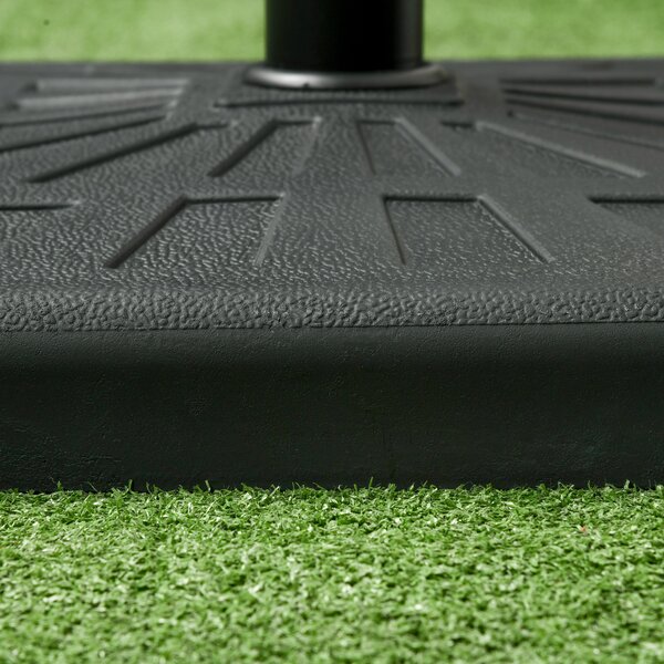 Outsunny Square Resin Parasol Base: Outdoor Umbrella Stand, Fits Poles 妗?2-38mm, Black Aosom UK