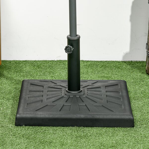 Outsunny Square Resin Parasol Base: Outdoor Umbrella Stand, Fits Poles 妗?2-38mm, Black Aosom UK