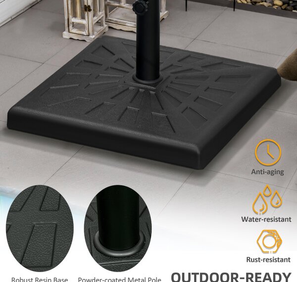 Outsunny Square Resin Parasol Base: Outdoor Umbrella Stand, Fits Poles 妗?2-38mm, Black Aosom UK