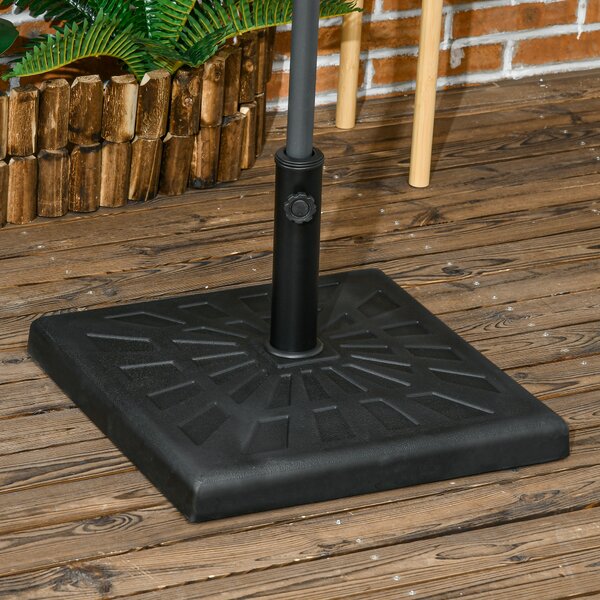 Outsunny Square Resin Parasol Base: Outdoor Umbrella Stand, Fits Poles 妗?2-38mm, Black Aosom UK