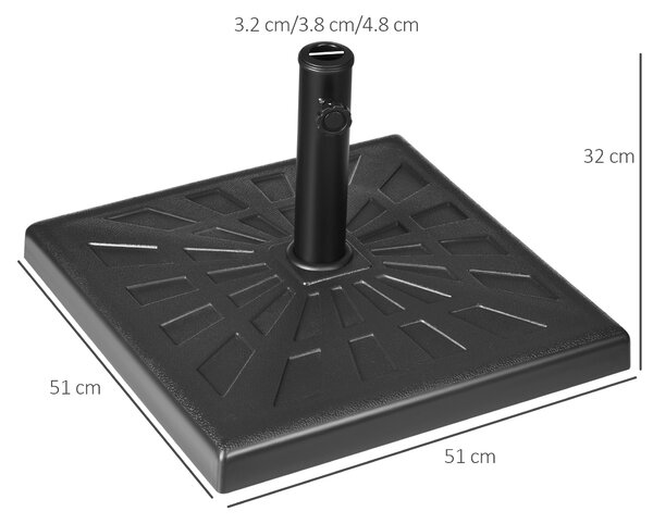Outsunny Square Resin Parasol Base: Outdoor Umbrella Stand, Fits Poles 妗?2-38mm, Black Aosom UK