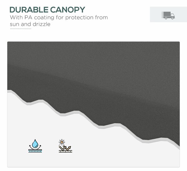 Outsunny 2.5m Square Double Top Garden Parasol Cantilever Umbrella with Ruffles, Dark Grey