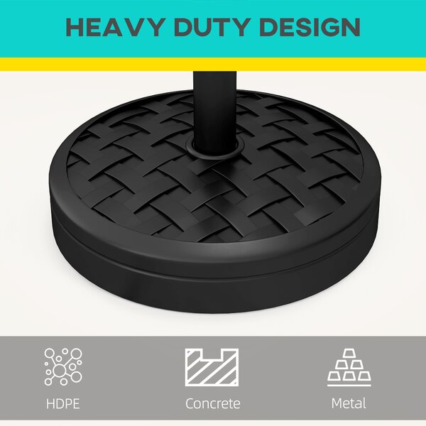 Outsunny Concrete Parasol Base, 18kg Heavy Duty Stand with Rattan Effect, 45cm Diameter for Outdoor Umbrella