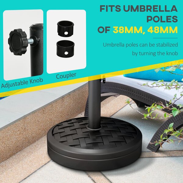 Outsunny Concrete Parasol Base, 18kg Heavy Duty Stand with Rattan Effect, 45cm Diameter for Outdoor Umbrella