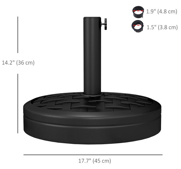 Outsunny Concrete Parasol Base, 18kg Heavy Duty Stand with Rattan Effect, 45cm Diameter for Outdoor Umbrella
