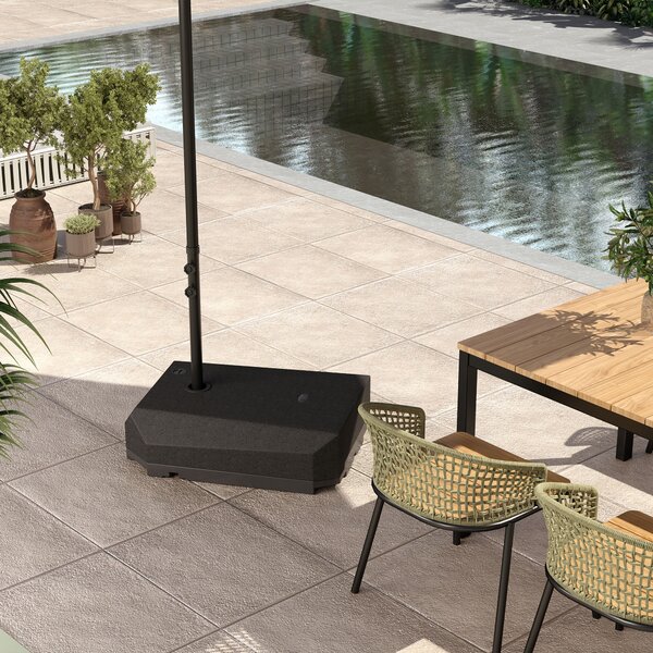 Outsunny Parasol Base Plastic Umbrella Stand for Cantilever Parasol with Wheels, Heavy Duty Umbrella Stand, Water/Sand Filled Aosom UK