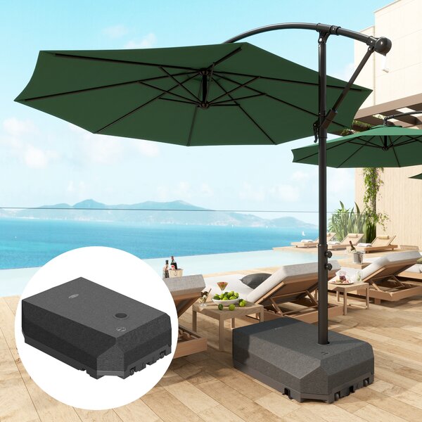 Outsunny Parasol Base Plastic Umbrella Stand for Cantilever Parasol with Wheels, Heavy Duty Umbrella Stand, Water/Sand Filled Aosom UK
