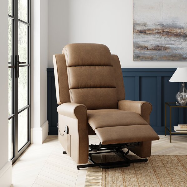 Edith Distressed Faux Leather Rise and Recline Chair