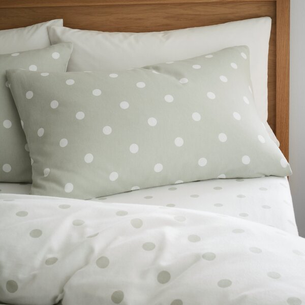 Catherine Lansfield Polka Dot 100% Brushed Cotton Duvet Cover and Pillowcase Set