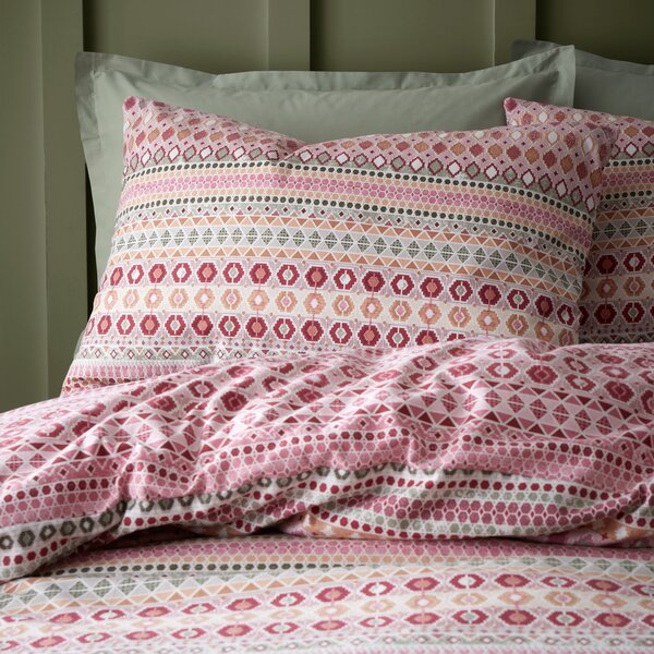 Catherine Lansfield Fairisle 100% Brushed Cotton Duvet Cover and Pillowcase Set