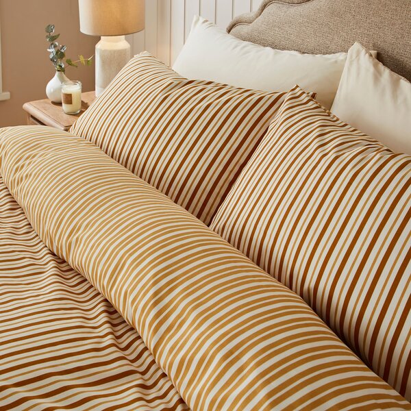 Lennon Stripe Yellow Reversible Duvet Cover & Pillowcase Set