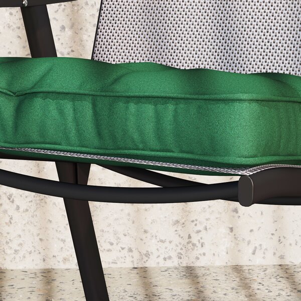 Outsunny Set of 4 Garden Seat Cushion with Ties, 42 x 42cm Replacement Dining Chair Seat Pad, Green