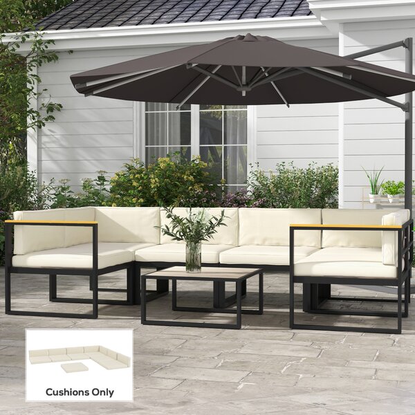 Outsunny Outdoor Replacement Seat Cushions for Rattan Furniture, 7 Seat Cushions and 7 Back Cushions for Patio Conversation Set