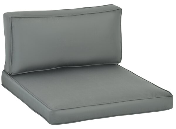 Outsunny Replacement Cushions for Rattan Furniture, 14 Piece Outdoor Seat Cushion Pad for Patio Conversation Set 7 Seat Cushions & Back Cushions Grey